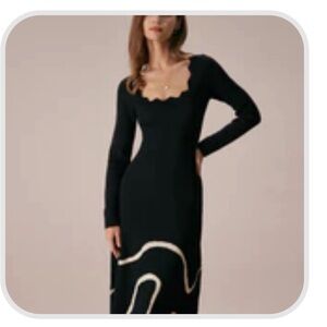 The Black Wave Scalloped Sweater Midi Dress RIHOAS